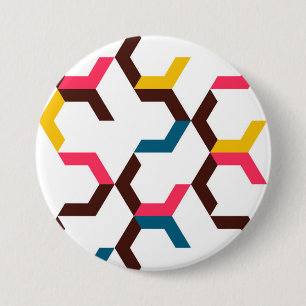 Colorful, modern, cool trendy chevron arrow shapes 7.5 cm round badge