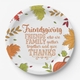 Colorful Modern Friendsgiving Paper Plate
