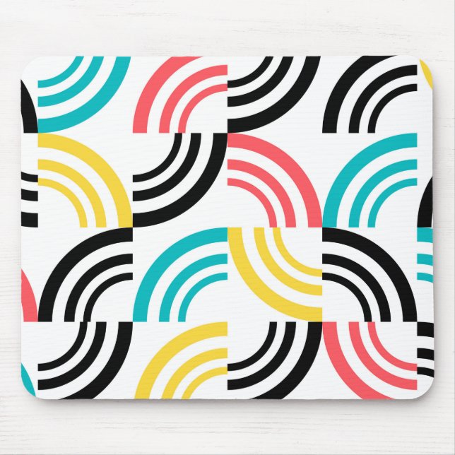 Colorful, modern, fun, cheerful geometric graphic mouse mat (Front)