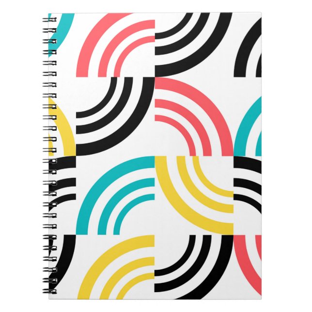 Colorful, modern, fun, cheerful geometric graphic notebook (Front)