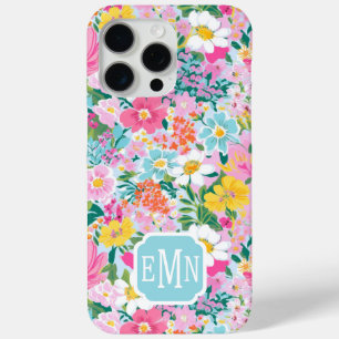 Colorful Modern Garden Monogrammed iPhone 15 Pro Max Case