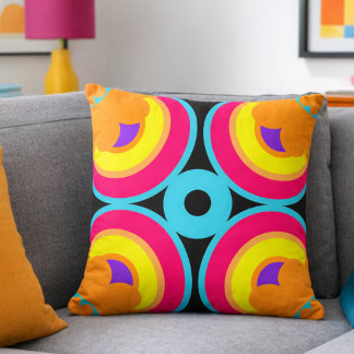 Colorful Modern Geometric Circle Cushion