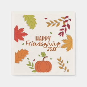 Colorful Modern Happy Friendsgiving Paper Plate Napkin