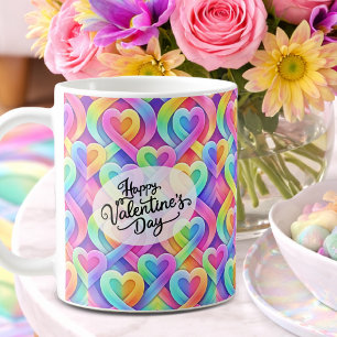 Colorful Modern Hearts Pattern Valentine’s Day  Coffee Mug
