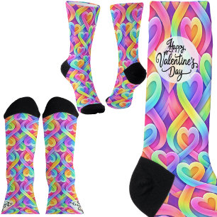 Colorful Modern Hearts Pattern Valentines Day Socks