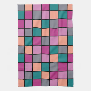 Colorful Modern Horizontal Tiles Pattern version 1 Tea Towel