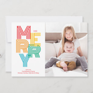 Colorful Modern MERRY Christmas Holiday Photo Card
