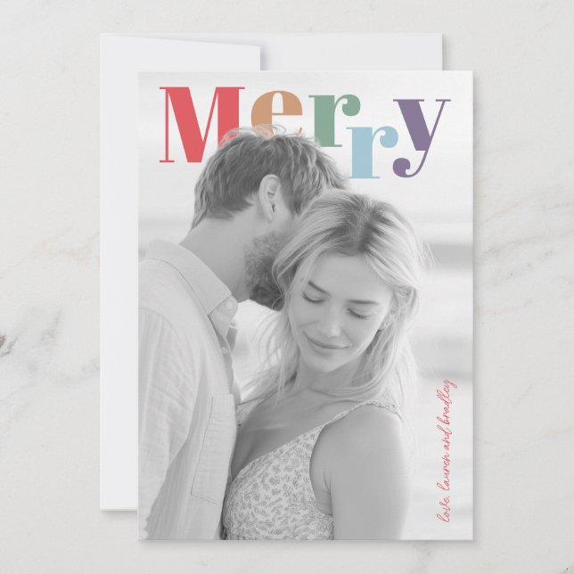 Colorful Modern Merry Holiday Photo Card (Front)