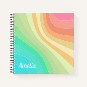 Colorful Modern Pastel Waves Pattern Notebook