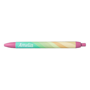 Colorful Modern Pastel Waves Pattern Personalised Black Ink Pen