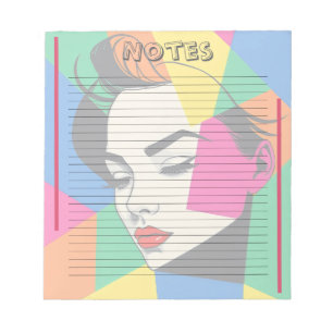 Colorful Modern Pop Art Woman Lined Notepad