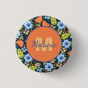 Colorful Modern Pretty Flower Pattern Personalised 3 Cm Round Badge