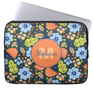 Colorful Modern Pretty Flower Pattern Personalised Laptop Sleeve