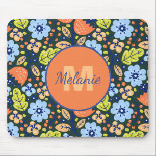 Colorful Modern Pretty Flower Pattern Personalised Mouse Mat