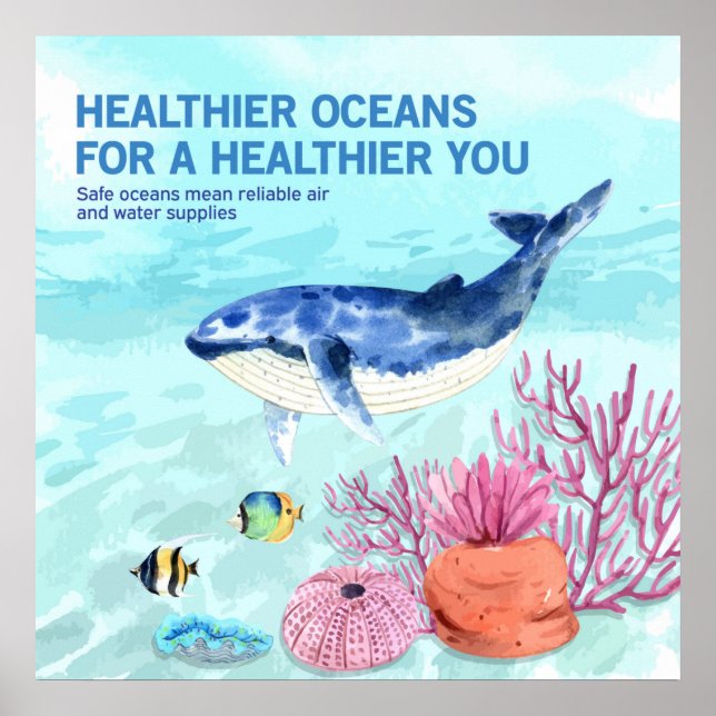 Colorful Modern Protect Marine Life Quote Poster (Front)