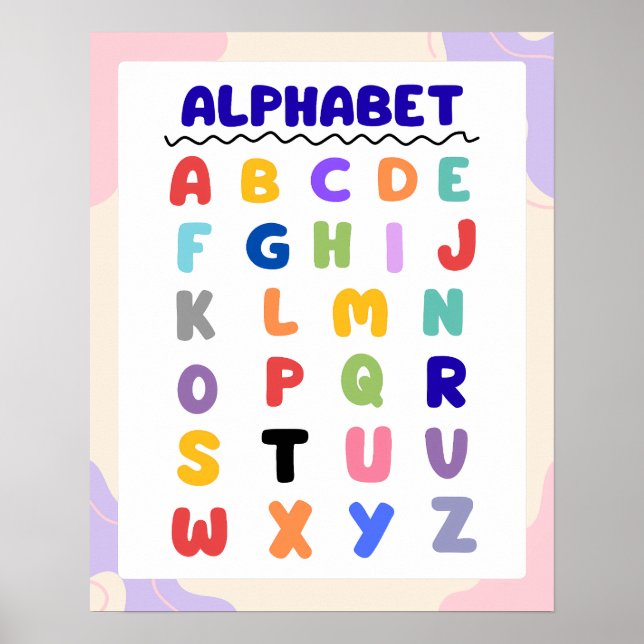 Colorful Modern Rainbow Alphabet Chart Poster (Front)