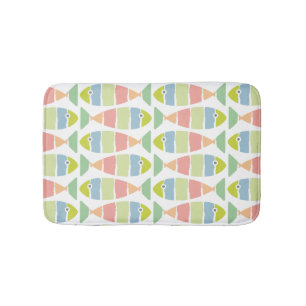 Colorful Modern Striped Fish Pattern Bath Mat