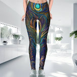 Colorful Modern Style Unique Peacock Feather Leggings<br><div class="desc">Whether you're going for a casual evening workout, or a more intense afternoon session, these peacock pattern leggings will be the perfect companion. Crafted with detailed white and greenish turquoise, and awash in colorful trending excercise class design, these leggings are sure to make a statement. With intricate trendy hot clothing,...</div>