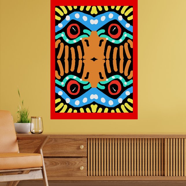 Colorful Modern Tribal Abstract War Eagle Totem Poster (Living Room 2)