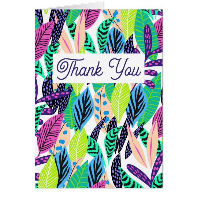Colorful Modern Tropical Botanical Thank You (Front)