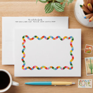 Colorful Modern Wavy Frame Fun Holiday Envelope