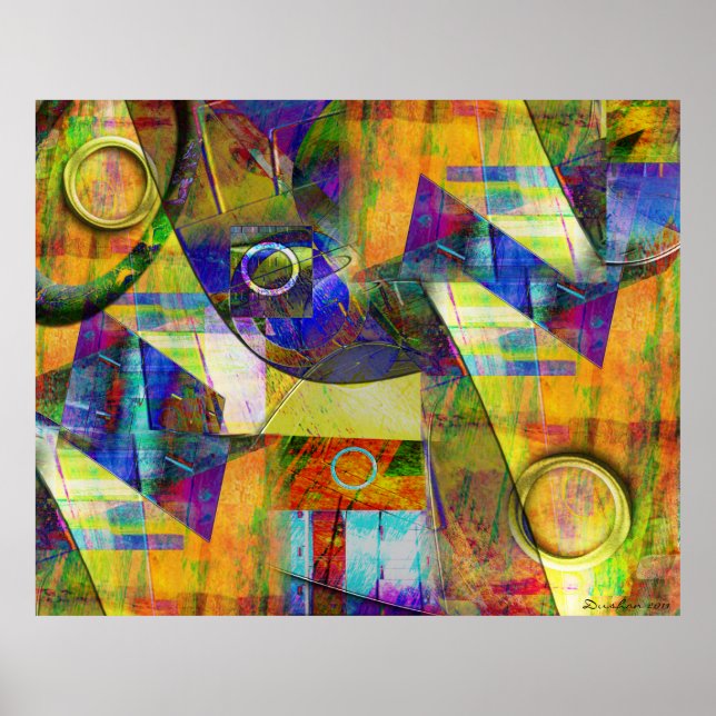 Colorful ModernAbstract Geometric Art Poster (Front)