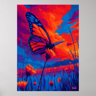 Colorful Monarch Butterfly Expressionist Wall Art