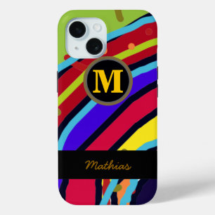 colorful monogram abstract cool iPhone 15 case