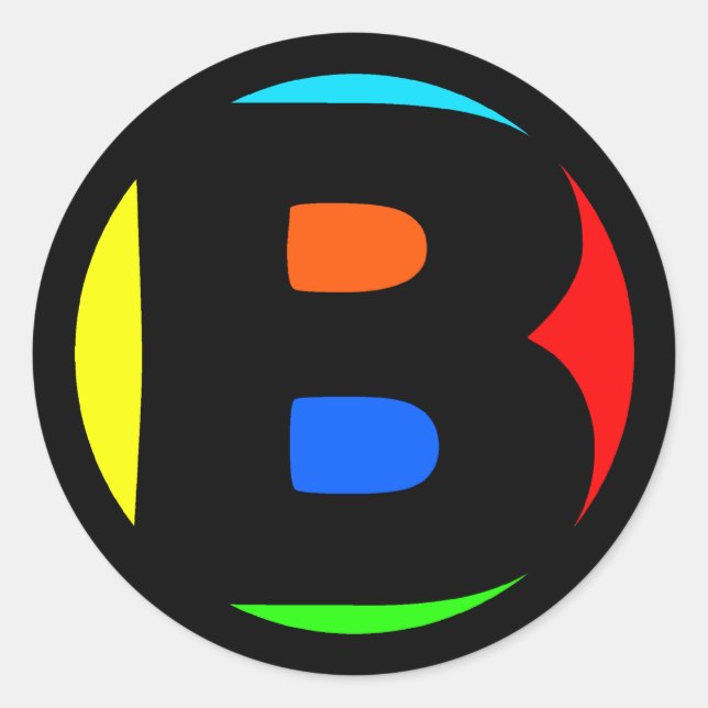 COLORFUL MONOGRAM LETTER B CLASSIC ROUND STICKER (Front)