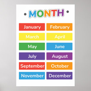 Colorful Months Of The Year Educational Poster