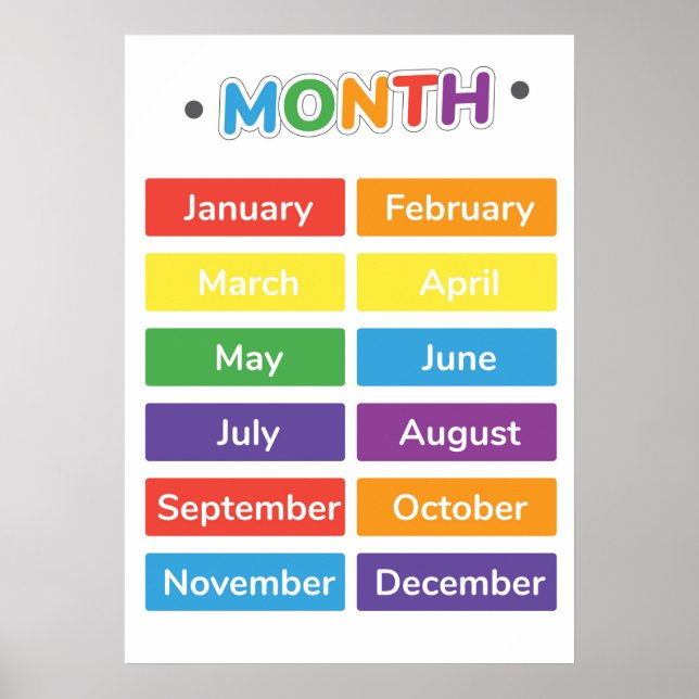 Colorful Months Of The Year Educational Poster (Front)