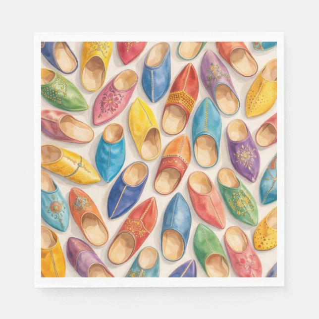 Colorful Moroccan Babouche Slippers Napkin (Front)