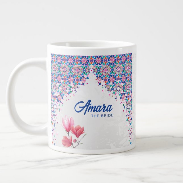 Colorful Mosaic Arch Wedding Mug - Bride (Left)