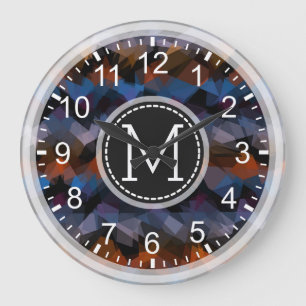 Colorful Mosaic Modern Monogram #12 Large Clock