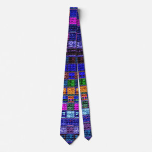 Colorful Mosaic Pattern Burlap Rustic #11 Tie