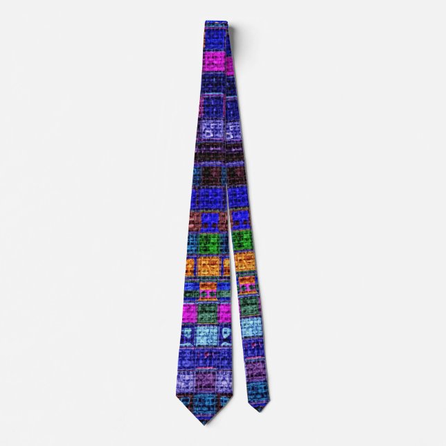 Colorful Mosaic Pattern Burlap Rustic #11 Tie (Front)