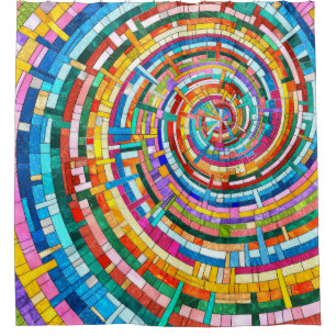 Colorful Mosaic Spiral Shower Curtain