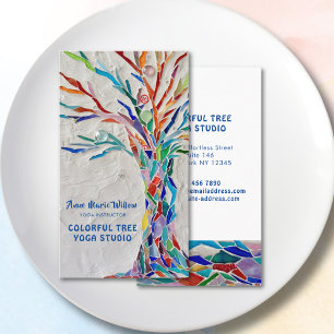 Colorful Mosaic Tree Yoga Studio Business Card