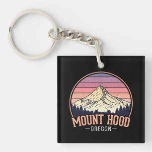 Colorful Mount Hood Oregon – Retro Travel Key Ring