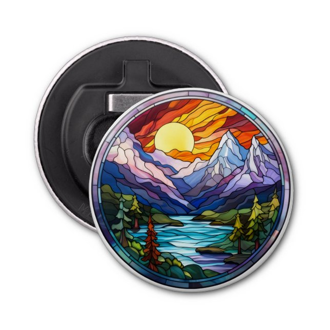 Colorful Mountain Landscape Bottle Opener (Front)