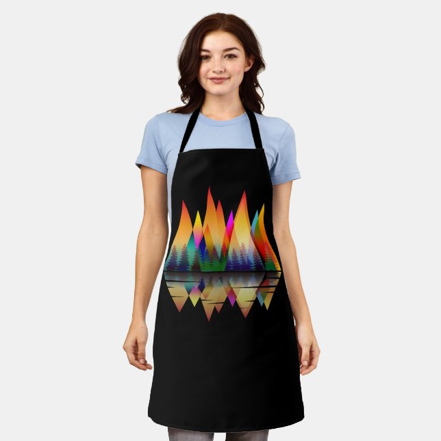 COLORFUL MOUNTAINS SHAPES NATURE FOREST   APRON (Worn)