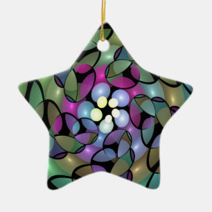 Colorful Movements Abstract Striking Fractal Art Ceramic Tree Decoration