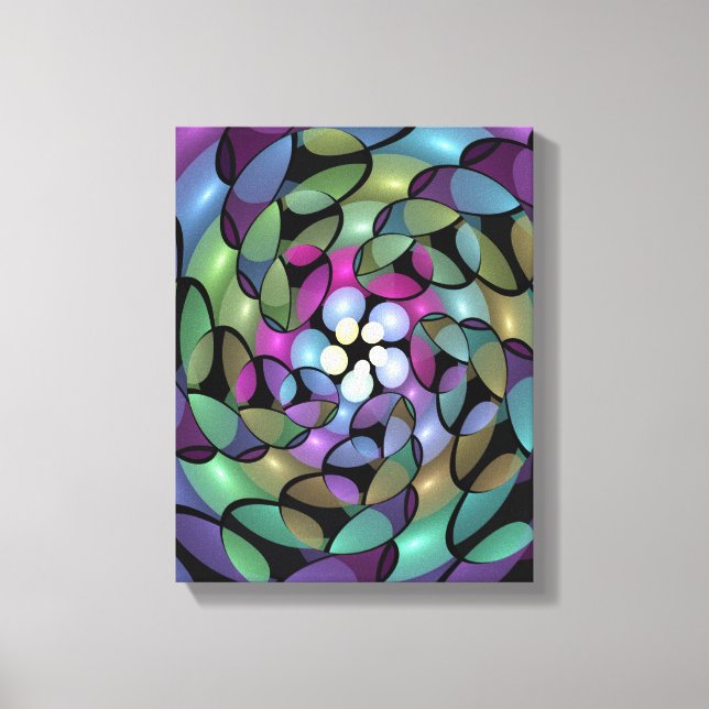 Colorful Movements Abstract Trippy Fractal Art Canvas Print (Front)