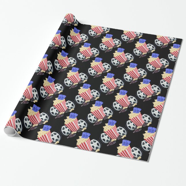 Colorful Movie Classics Wrapping Paper (Unrolled)