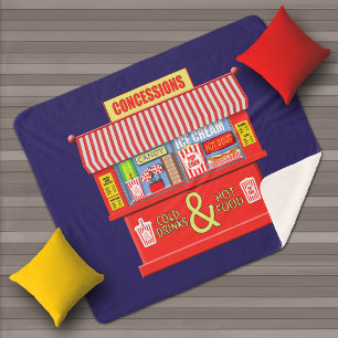 Colorful Movie Theater Concessions Stand Sherpa Blanket
