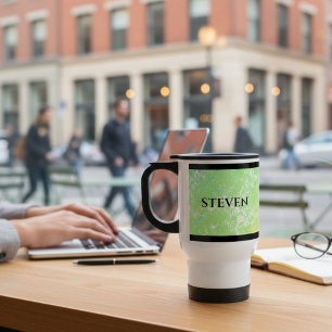 Colorful Mug with Green Shades and Black Lines