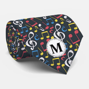 Colorful Multicolor Music Note  Monogram Musician Tie