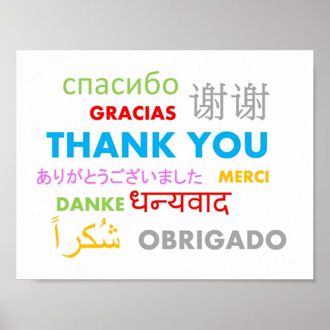 Colorful Multiple Language Thank You Poster (Front)