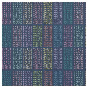 Colorful Multiplication Tables Pattern on Navy Fabric