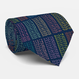Colorful Multiplication Tables Pattern on Navy Tie